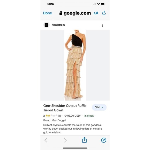 Mac Duggal Metallic One Shoulder Ruffle Tiered Gown Women's Size 14 NWT - Picture 3 of 14